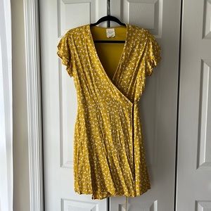 Francesca’s Yellow Floral Wrap Dress